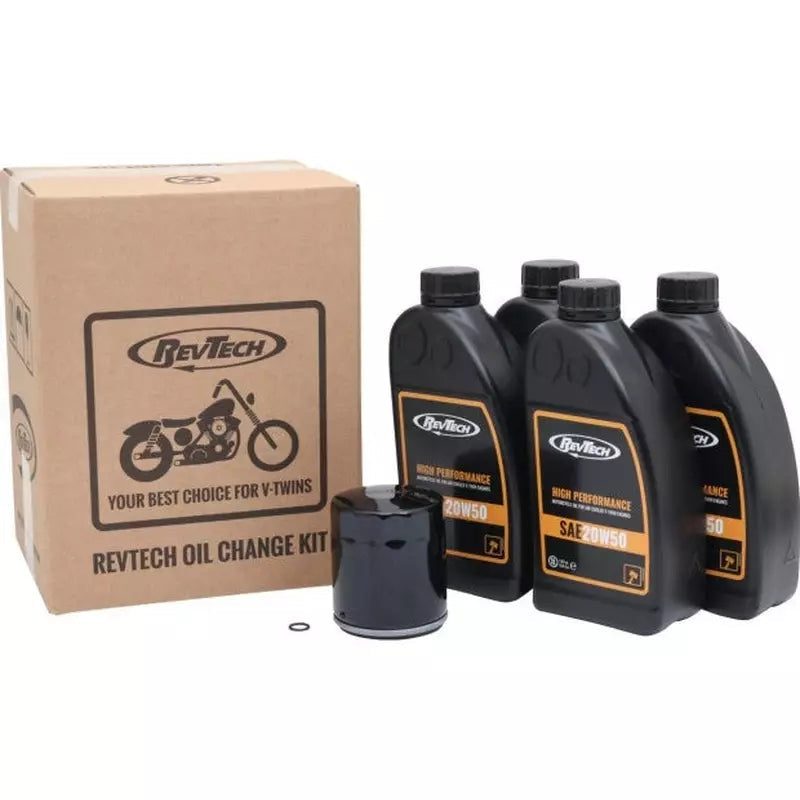 RevTech Ölwechsel-Kit 4 Liter Mineral 20W50 für Softail 00-17